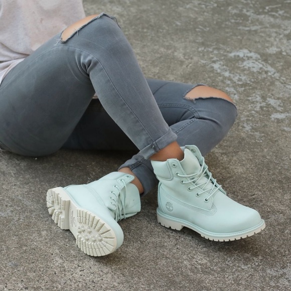 mint green timberlands
